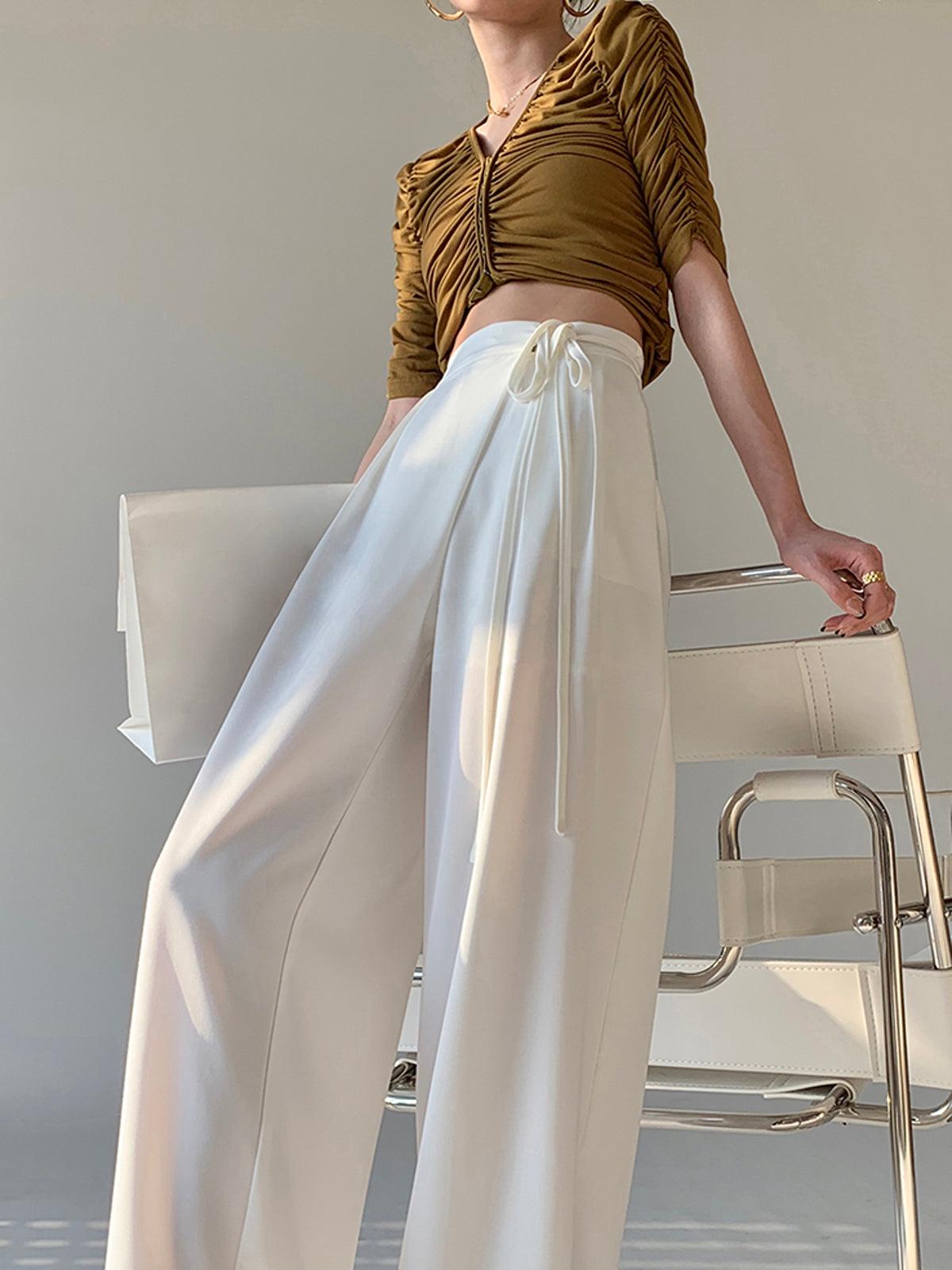 Tie Waist Wide Leg Pants