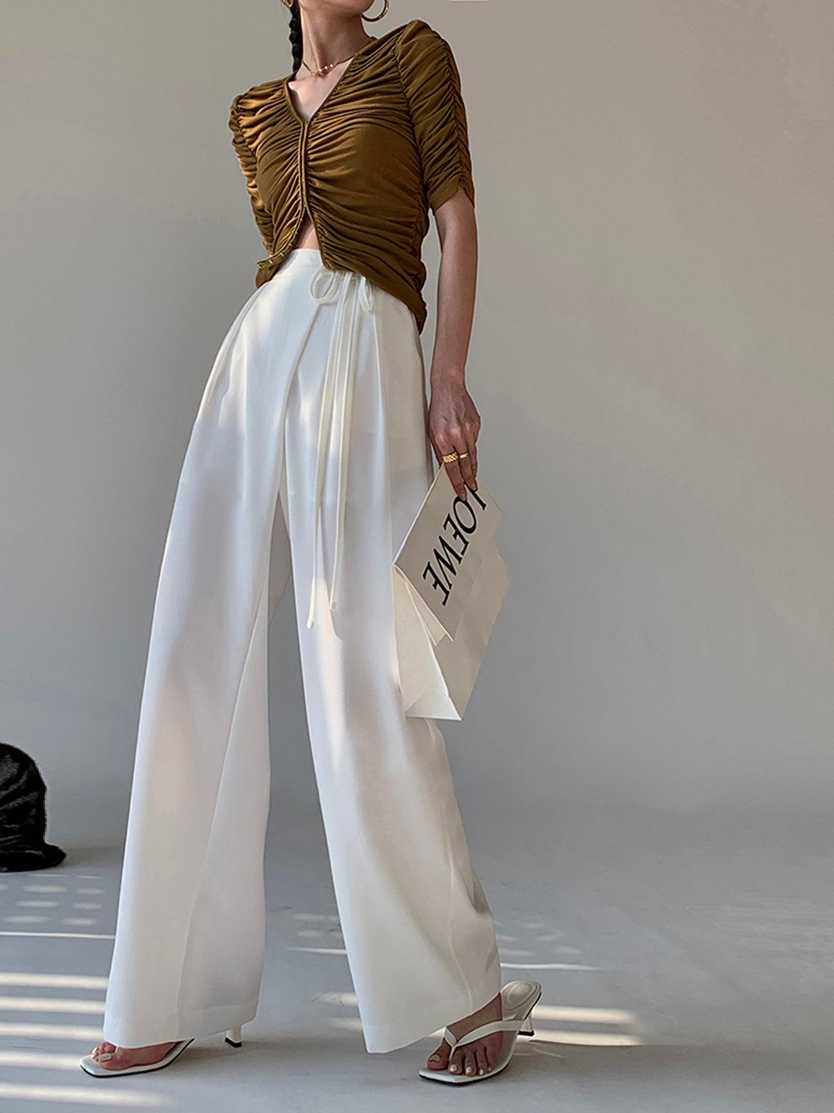 Tie Waist Wide Leg Pants